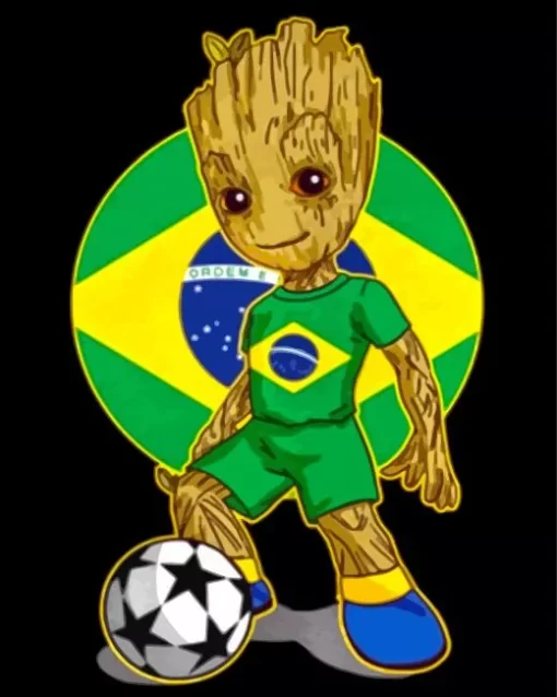 Brazil Groot Soccer 5D Diamond Painting