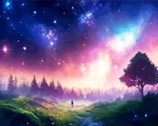 Cool Galaxy Landscape 5D Diamond Painting