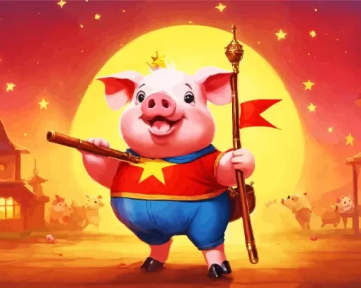 Cute Excited Pig 5D Diamond Painting