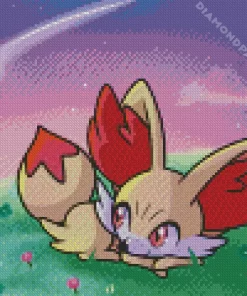 Cute Fennekin Pokemon 5D Diamond Painting