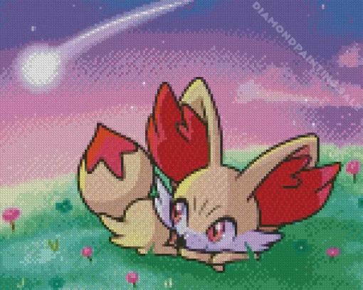 Cute Fennekin Pokemon 5D Diamond Painting