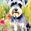 Floral Grey Scottish Terrier 5D Diamond Painting