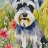 Floral Grey Scottish Terrier 5D Diamond Painting