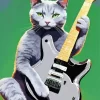 Grey Cat Guitar Player 5D Diamond Painting