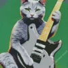 Grey Cat Guitar Player 5D Diamond Painting