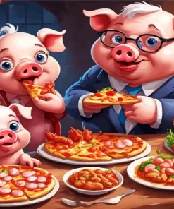 Pig Eating Pizza 5D Diamond Painting