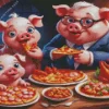 Pig Eating Pizza 5D Diamond Painting