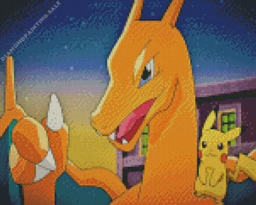 Pikachu And Charizard 5D Diamond Painting