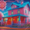 Pink And Blue House 5D Diamond Painting