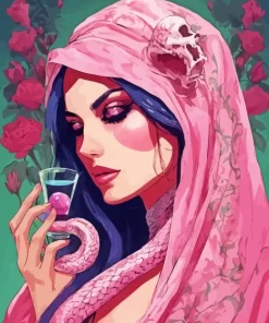 Pink Snake Lady 5D Diamond Painting