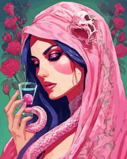 Pink Snake Lady 5D Diamond Painting