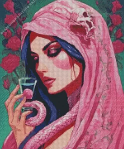 Pink Snake Lady 5D Diamond Painting