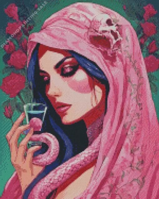 Pink Snake Lady 5D Diamond Painting