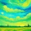 Van Gogh Green Sky Landscape 5D Diamond Painting