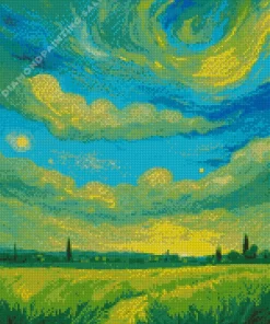 Van Gogh Green Sky Landscape 5D Diamond Painting