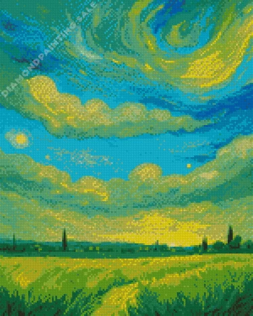 Van Gogh Green Sky Landscape 5D Diamond Painting