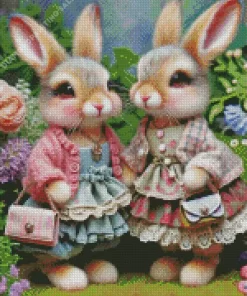 Cute Blonde Bunnies 5D Diamond Painting