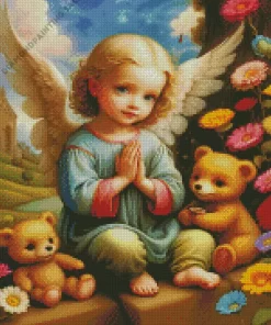 Little Blonde Angel Girl 5D Diamond Painting