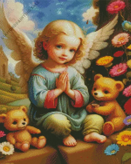 Little Blonde Angel Girl 5D Diamond Painting