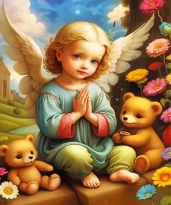 Little Blonde Angel Girl 5D Diamond Painting