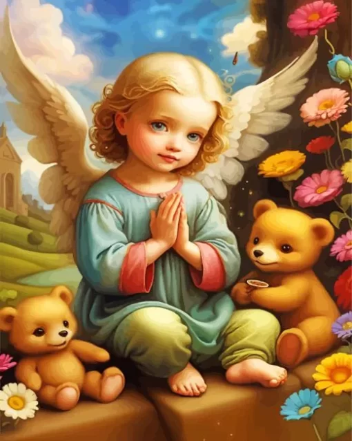 Little Blonde Angel Girl 5D Diamond Painting