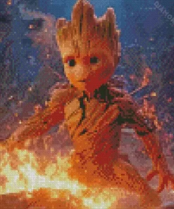 Cute Groot Fire 5D Diamond Painting