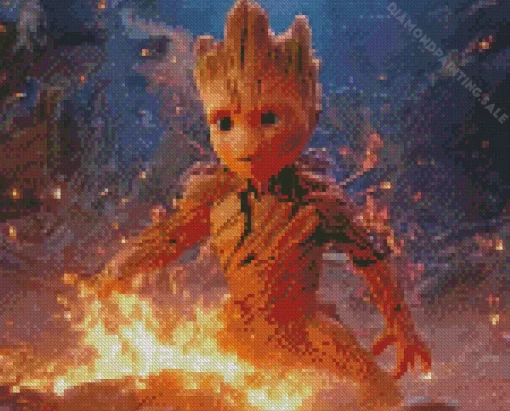 Cute Groot Fire 5D Diamond Painting