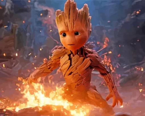 Cute Groot Fire 5D Diamond Painting