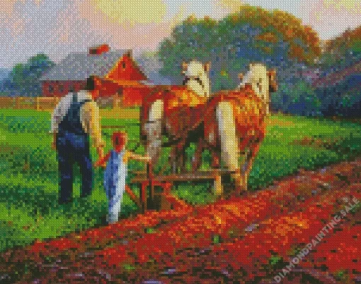 Farmer Plowing Art 5D Diamond Painting