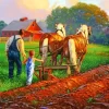 Farmer Plowing Art 5D Diamond Painting