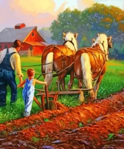 Farmer Plowing Art 5D Diamond Painting