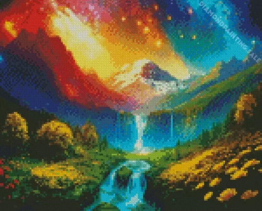 Galaxy Landscape Waterfall Art 5D Diamond Painting