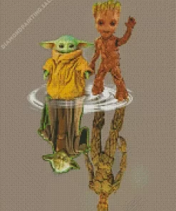 Groot And Yoda Water Reflection 5D Diamond Painting