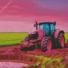 Pink Farm Tractor 5D Diamond Painting