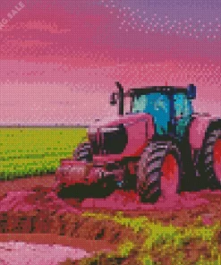 Pink Farm Tractor 5D Diamond Painting