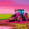 Pink Farm Tractor 5D Diamond Painting