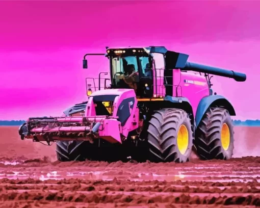 Pink Tractor 5D Diamond Painting