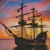 Pirate Ship Silhouette 5D Diamond Painting