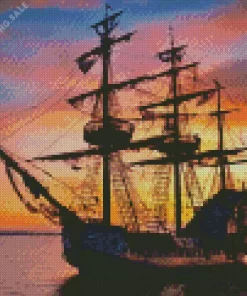 Pirate Ship Silhouette 5D Diamond Painting