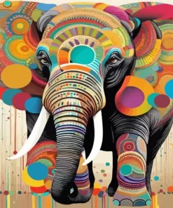 Aesthetic Colorful Elephant 5D Diamond Painting