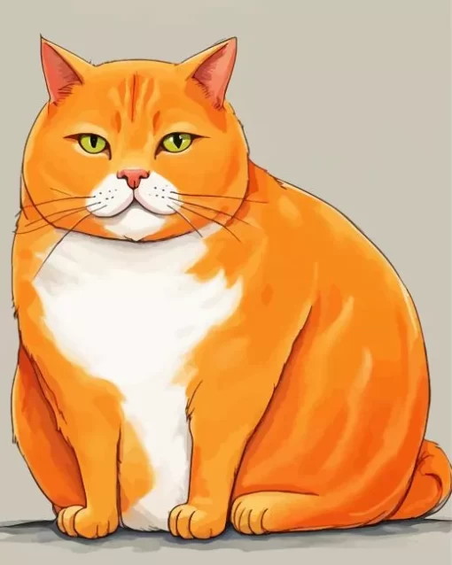 Aesthetic Fat Orange Cat Art 5D Diamond Painting