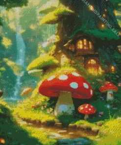 Aesthetic Mushroom House Art 5D Diamond Painting