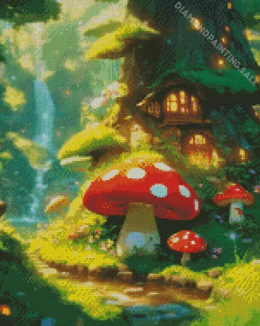 Aesthetic Mushroom House Art 5D Diamond Painting