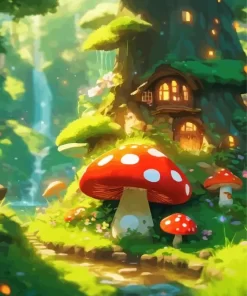 Aesthetic Mushroom House Art 5D Diamond Painting