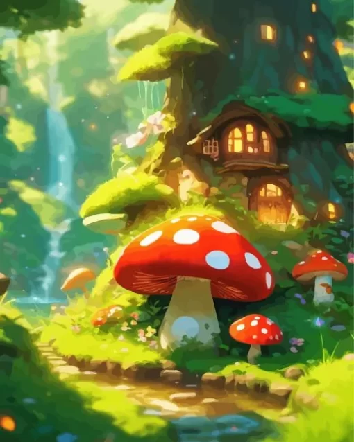 Aesthetic Mushroom House Art 5D Diamond Painting