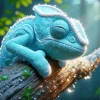 Adorable Blue Chameleon 5D Diamond Painting