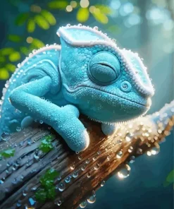 Adorable Blue Chameleon 5D Diamond Painting