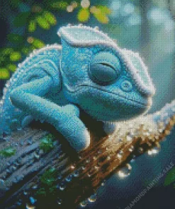 Adorable Blue Chameleon 5D Diamond Painting