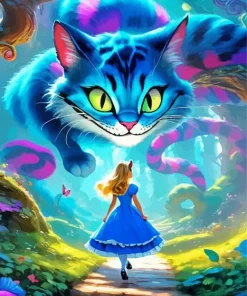 Alice In Wonderland Blue Cheshire Cat 5D Diamond Painting