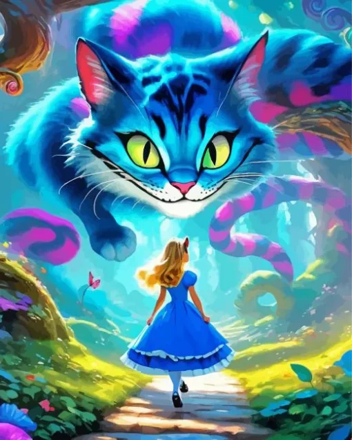 Alice In Wonderland Blue Cheshire Cat 5D Diamond Painting